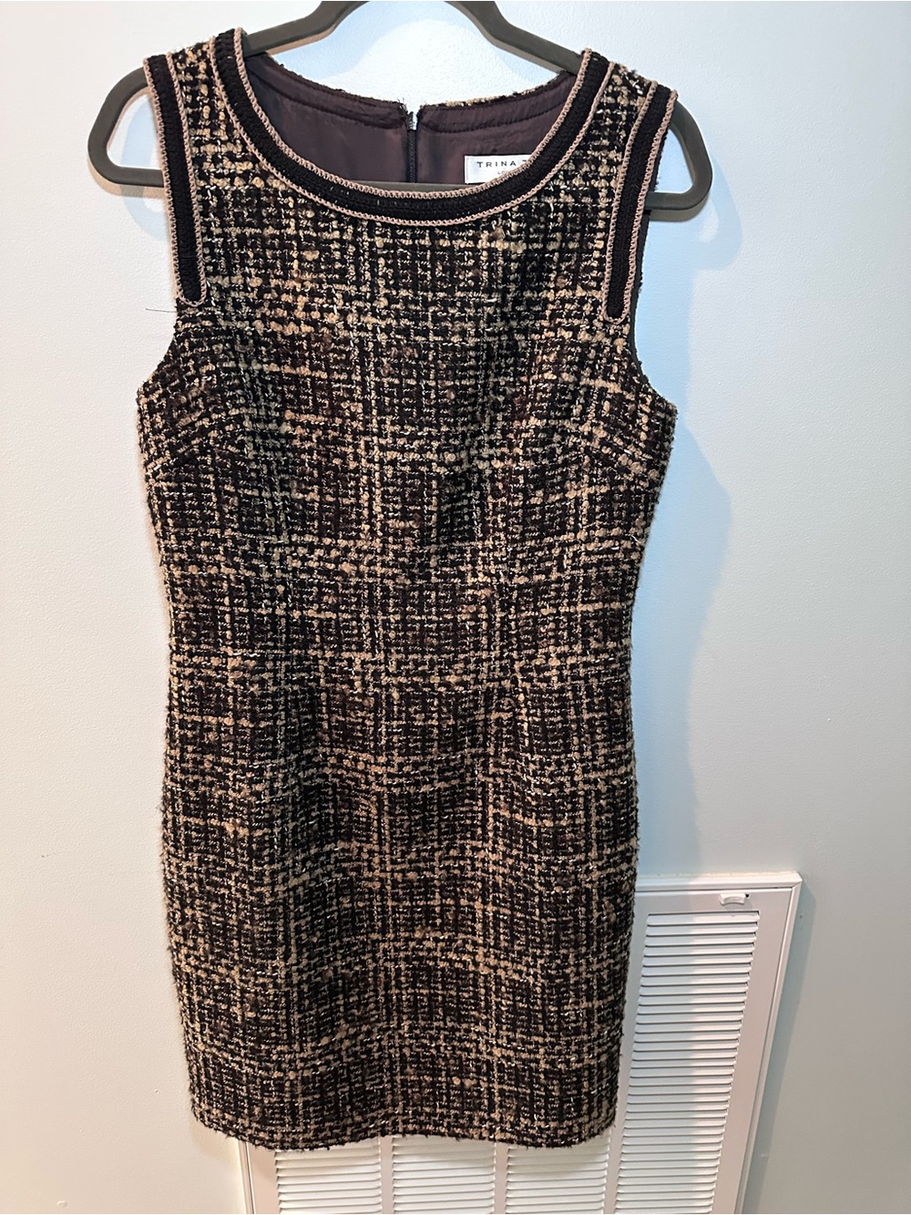 Trina Turk | Black and Cream Tweed Sheath Dress